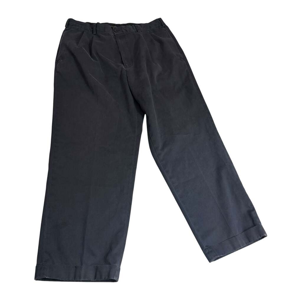 Brooks Brothers AdvantEdge Pleated Chino Trousers Black 38x29